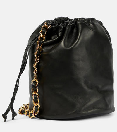 Shop Khaite Aria Medium Leather Bucket Bag In Black
