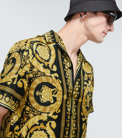 Shop Versace Barocco Silk Shirt In Gold