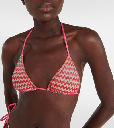 Shop Missoni Zig-zag Triangle Low-rise Bikini In Pink