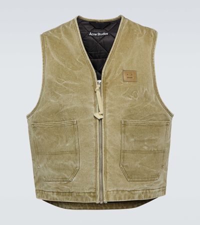 Shop Acne Studios Face Padded Canvas Vest In Beige