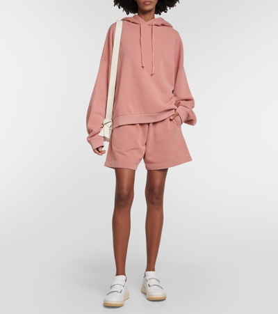 Shop Acne Studios Fester Cropped Cotton Fleece Hoodie In Pink