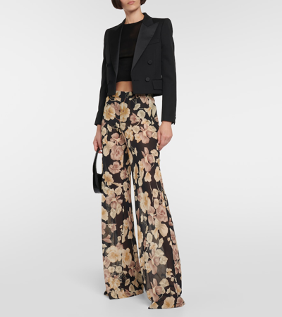Saint Laurent Cropped Wool Tuxedo Jacket In Black