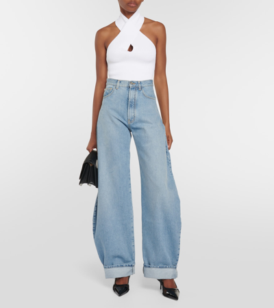 Alaïa Ribbed-knit Halterneck Bodysuit In White