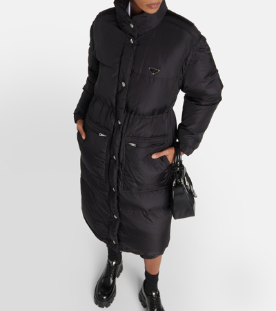 Prada Re-nylon Puffer Coat In Black