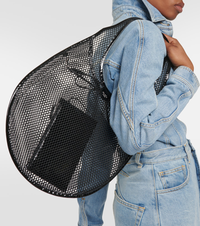 Alaïa Extra Large One Piece Mesh Shoulder Bag In Black
