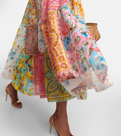 Zimmermann Patchwork-effect Cotton-voile Midi Shirt Dress In Multicoloured