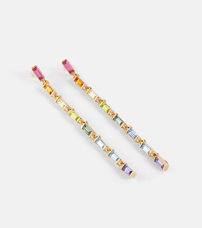 Shop Oscar De La Renta Crystal-embellished Earrings In Multicoloured