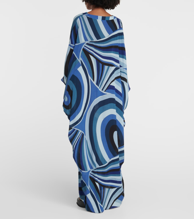 Shop Pucci Printed Wrap Dress In Blue
