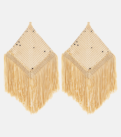 Shop Rabanne Fringed Chainmail Earrings In Gold