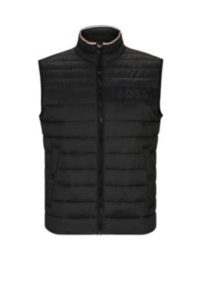 Shop Hugo Boss Water-repellent Gilet With 3d-logo Tape In Black