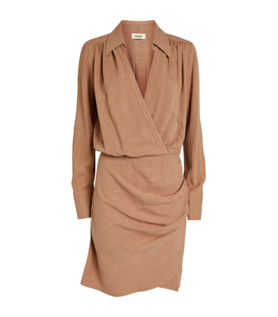 Shop L Agence Wrap-around Libbie Mini Dress In Brown