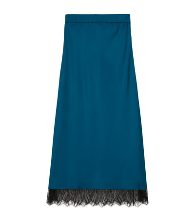 Shop The Kooples Lace-detail Midi Skirt In Blue