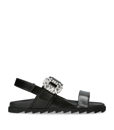 Shop Roger Vivier Slidy Viv Strass Slingback Sandals In Black