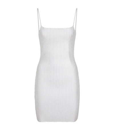 Shop Alexander Wang Knitted Crystal Mini Dress In White