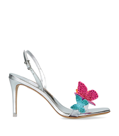 Shop Sophia Webster Leather Vanessa Mid Sandals 85 In Silver
