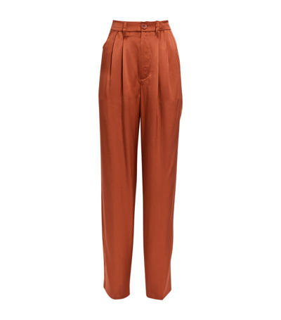 Shop Anine Bing Silk Wide-leg Carrie Trousers In Multi
