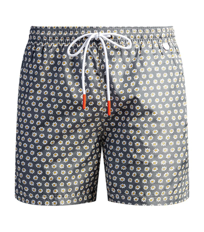 Shop Isaia Floral Print Swim Shorts In Grey
