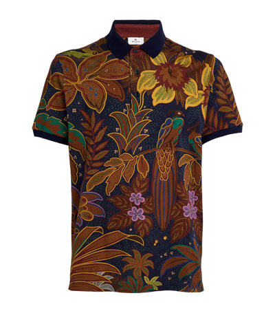 Shop Etro Cotton Floral-print Polo Shirt In Multi