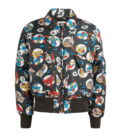 Shop Moschino Silk Cartoon Print Bomber Jacket In Multi