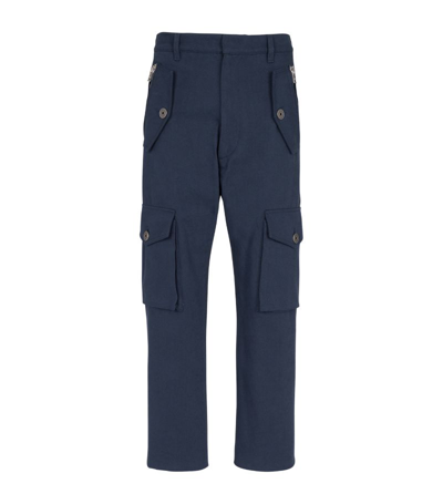 Shop Balmain Cropped Cargo Trousers In Blue