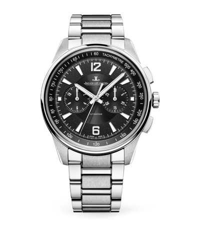 Shop Jaeger-lecoultre Stainless Steel Polaris Chronograph Watch 42mm In Black