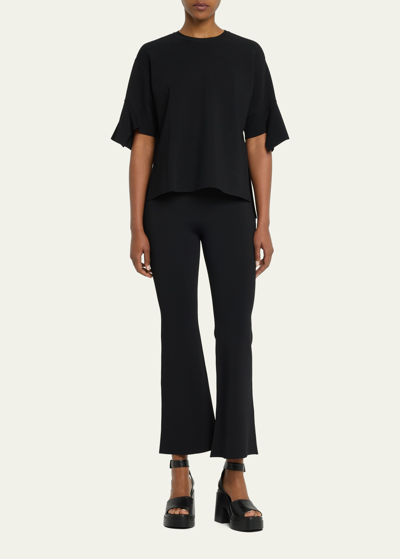 Shop Stella Mccartney Compact Cropped Flare Knit Pants In 1000 Black