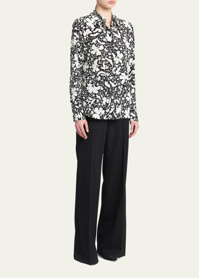 Shop Stella Mccartney Wilson Floral-print Classic Silk Blouse In 8420 Multi Black