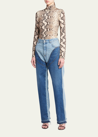 Shop Stella Mccartney Two-tone Chap Jeans In 4147 Dbl Blu Tone
