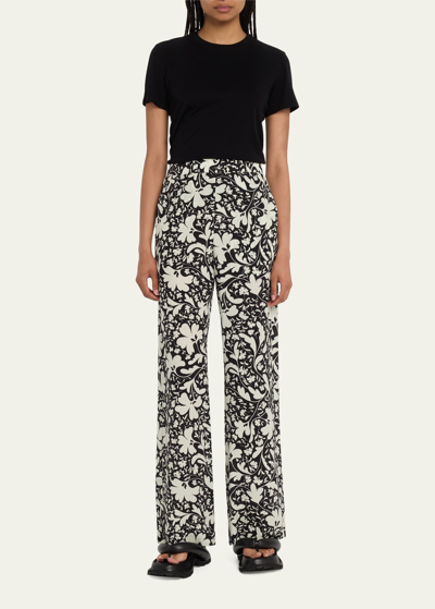 Shop Stella Mccartney Floral Print Straight-leg Trousers In 8420 Multi Black