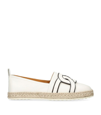 Shop Tod's Leather Kate Espadrilles In White