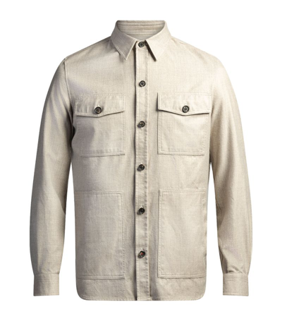 Shop Isaia Cashmere-blend Overshirt In Grey
