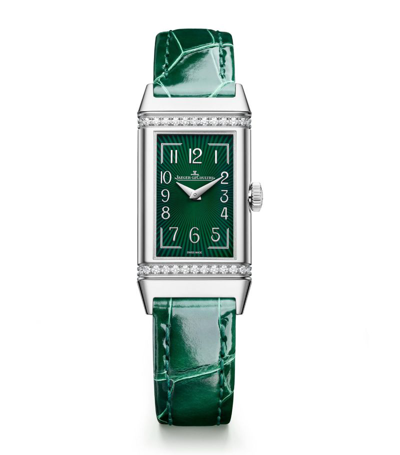 Shop Jaeger-lecoultre Stainless Steel Reverso One Monoface Watch 20mm In Green