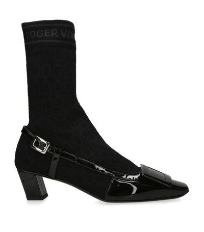 Shop Roger Vivier Belle Vivier Sock Ankle Boots 45 In Black