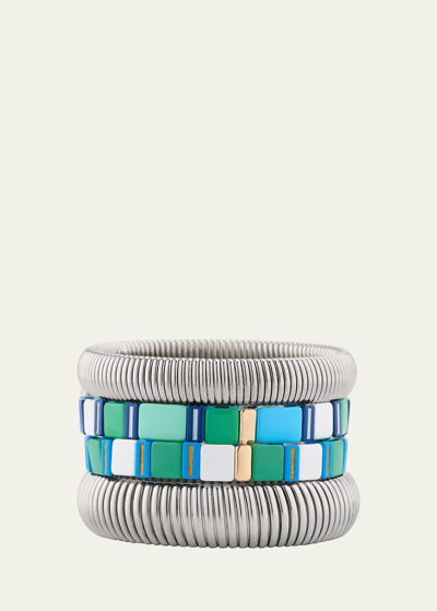 Shop Ben-amun The Mykonos Stack Cobra Bracelets, Set Of 4 In Multi
