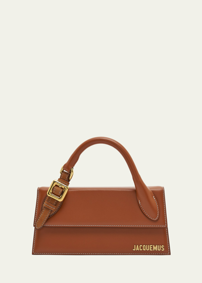 Shop Jacquemus Le Chiquito Long Leather Crossbody Bag In 811 Light Brown 2