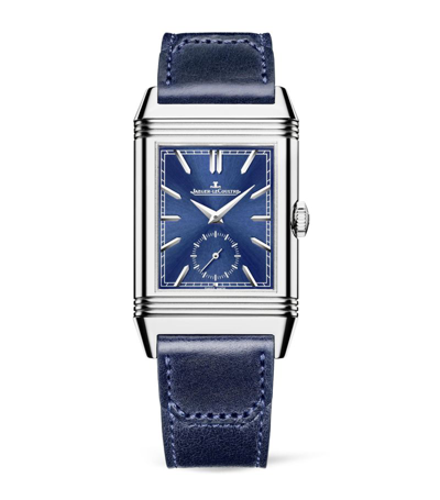 Shop Jaeger-lecoultre Stainless Steel Reverso Tribute Duoface Watch 28.3mm In Blue