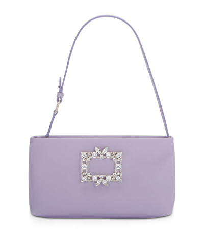 Shop Roger Vivier Leather Mini Nightlily Bag In Purple