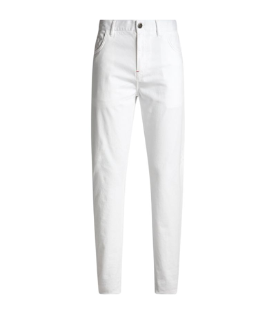 Shop Isaia Chino Trousers In White