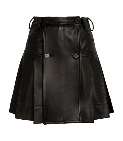 Shop Simone Rocha Leather Pleated Mini Skirt In Black