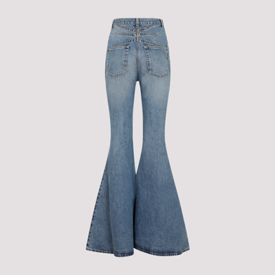 Shop Alaïa Flare Cotton Pants In Blue