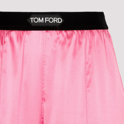 Shop Tom Ford Silk Satin Pijama Pants In Pink &amp; Purple