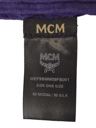 Shop Mcm Women's Multicolor Gray Dawn Silk/modal Jacquard Logo Edge Scarf