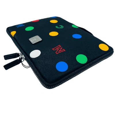 Shop Mcm Black Fabric Color Dotted Small Ipad Case