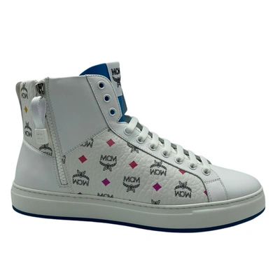 Shop Mcm Men's White Leather Rainbow Spectrum Hi Top Sneaker
