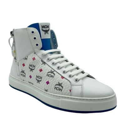 Shop Mcm Men's White Leather Rainbow Spectrum Hi Top Sneaker