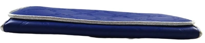 Shop Longchamp Women's Lm Cuir Deluxe Embossed Leather Fla Envelope Wallet In Blue Indigo/sv