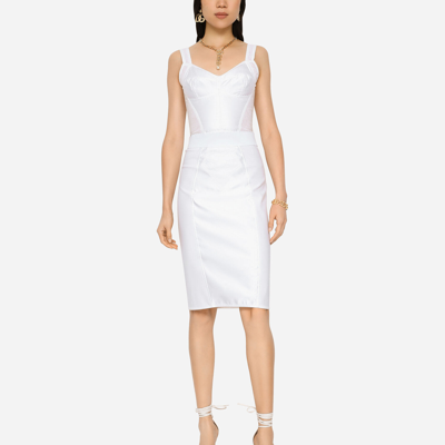 Dolce & Gabbana Marquisette And Satin Skirt With Corset Details In White