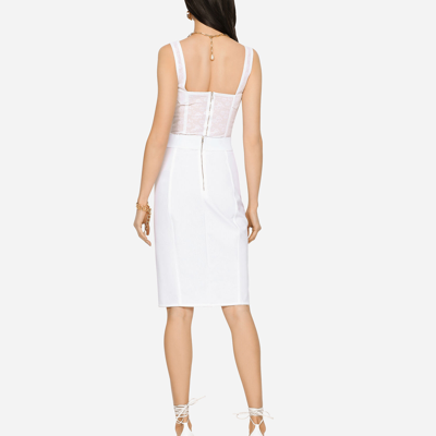 Dolce & Gabbana Marquisette And Satin Skirt With Corset Details In White