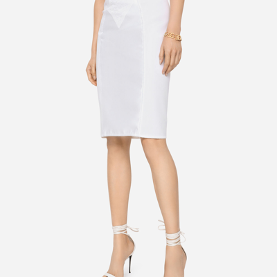 Dolce & Gabbana Marquisette And Satin Skirt With Corset Details In White
