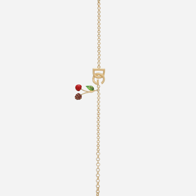 Shop Dolce & Gabbana Bracelet With Dg Logo And Cherry Charms In Gold